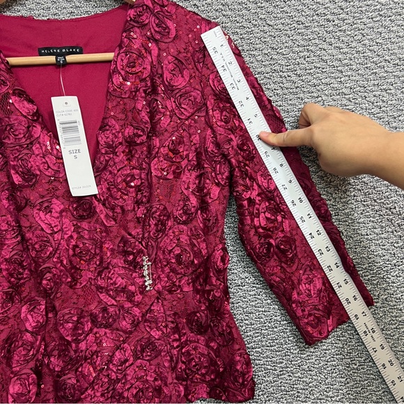 Helene Blake women’s red lace sequin wrap top size S NWT - Picture 6 of 14